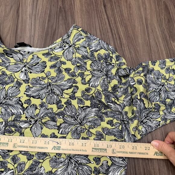 J. Jill wearable collection women sz L Green Graphic Blouse Relaxed l 3/4 sleeve - Picture 6 of 8